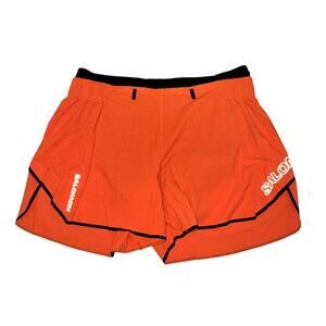 Salomon Sense Aero Shorts Women's Size S Cherry Tomato Orange Lined 5" Running